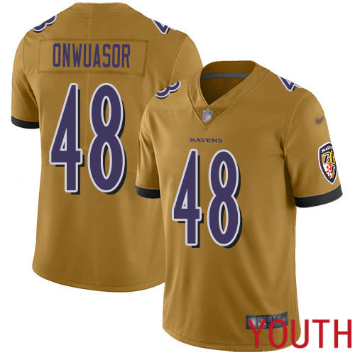 Baltimore Ravens Limited Gold Youth Patrick Onwuasor Jersey NFL Football 48 Inverted Legend